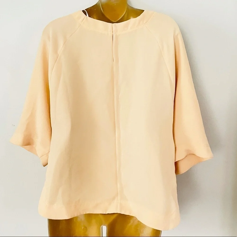 ZARA Blush Flowy Coquette Blouse – Soft Feminine Draped Top – Size Medium - Picture 4 of 5